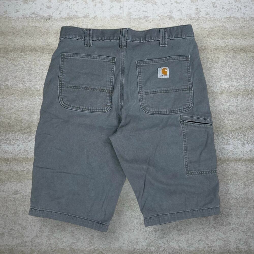 Vintage 90s Carhartt Carpenter Shorts 32x12 Relaxed Fit Grey Canvas Dungarees